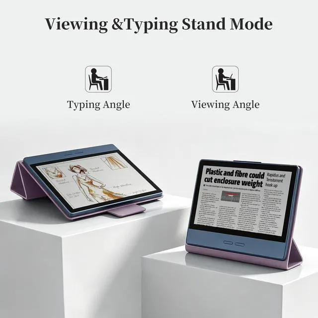 Alt view image 3 of 7 - Bigme B7/B7 Pro 7" E-Reader Case, PU Leather Folio Cover with Auto Sleep/Wake, Shockproof Book-Style Protective Case for Bigme B7 Color Ebook Reader Purple