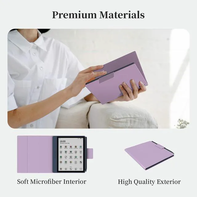 Alt view image 7 of 7 - Bigme B7/B7 Pro 7" E-Reader Case, PU Leather Folio Cover with Auto Sleep/Wake, Shockproof Book-Style Protective Case for Bigme B7 Color Ebook Reader Purple