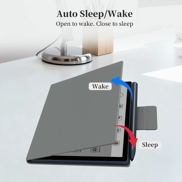 Alt view image 6 of 7 - Bigme B7/B7 Pro 7" E-Reader Case, PU Leather Folio Cover with Auto Sleep/Wake, Shockproof Book-Style Protective Case for Bigme B7 Color Ebook Reader Gray
