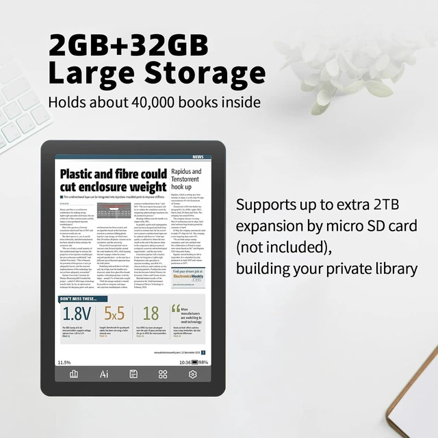 Alt view image 5 of 7 - Bigme B6 6-Inch Color E-Paper Tablet Android 14 Reader with 2GB+32GB Storage Black