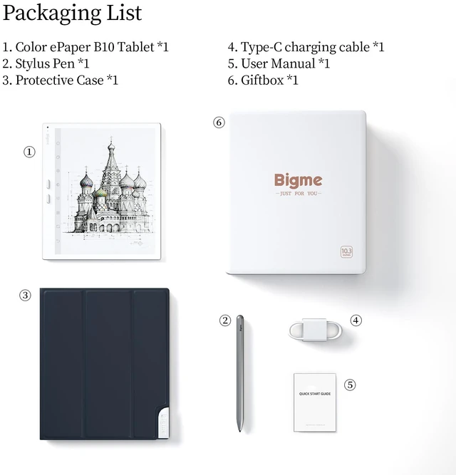 Alt view image 7 of 7 - Bigme B10 Color E-Paper Tablet, 10.3-Inch E-Ink Display, Stylus, 8GB RAM, 256GB, 4G LTE, Android 14