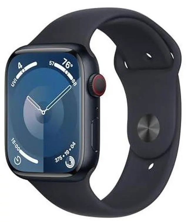 Alt view image 4 of 5 - Apple Watch Series 9 (GPS + Cellular) 45mm Midnight Aluminum Case with Midnight Sport Band