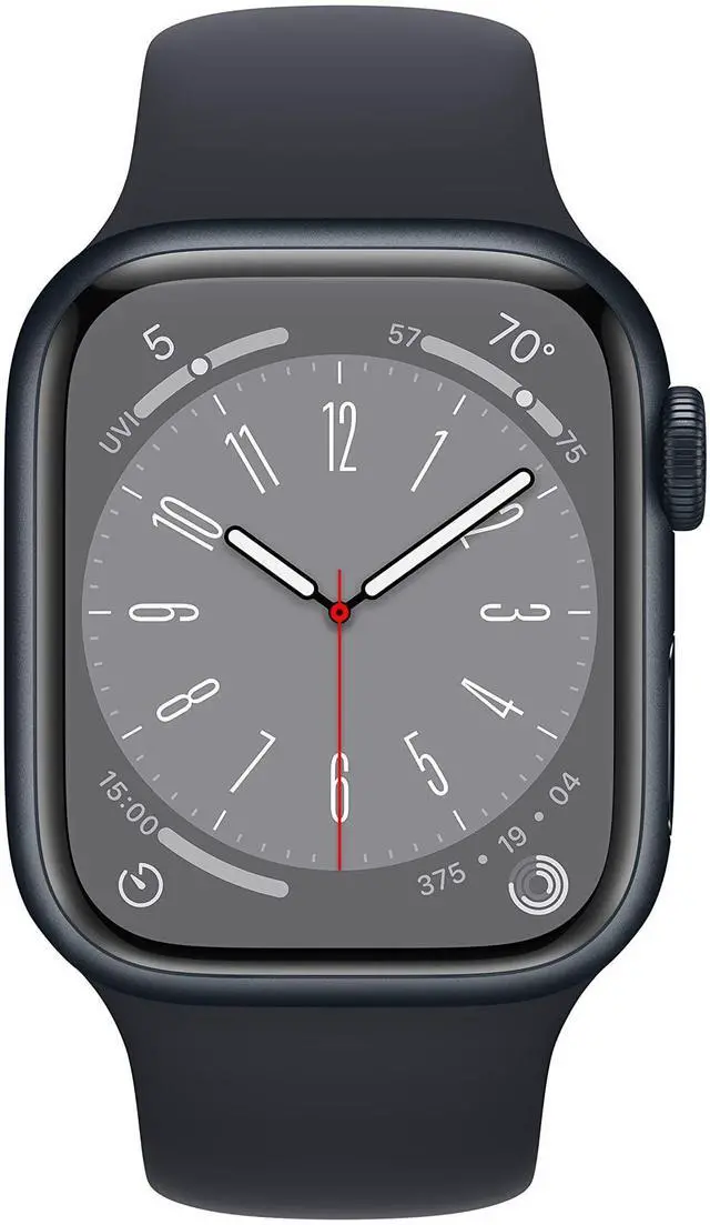 Alt view image 2 of 6 - Apple Watch Series 8 (GPS) 41mm Aluminum - Midnight Sport Band - S/M - MNU73LL/A - Good Condition