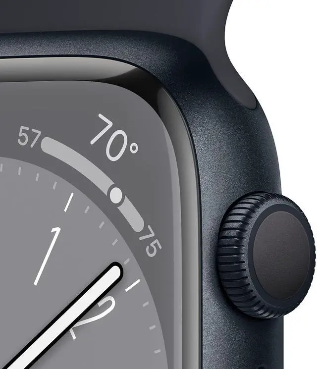 Alt view image 3 of 6 - Apple Watch Series 8 (GPS) 41mm Aluminum - Midnight Sport Band - S/M - MNU73LL/A - Good Condition