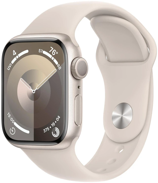 Main image of Apple Watch Series 9 (GPS) 41mm Aluminum Case with Starlight Sport- S/M - Starlight - MR8T3LL/A - Good Condition