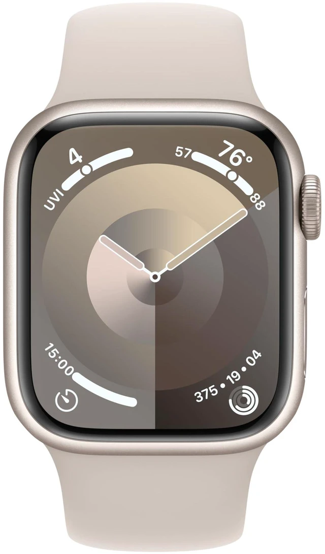 Alt view image 2 of 5 - Apple Watch Series 9 (GPS) 41mm Aluminum Case with Starlight Sport- S/M - Starlight - MR8T3LL/A - Good Condition