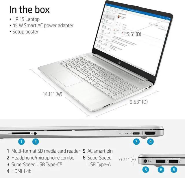 Alt view image 2 of 5 - HP Laptop - 15.6 HD Touchscreen Laptop - Intel Core i3-1115G4 - 8GB RAM - 256GB SSD - Natural Silver - 15-DY2791WM - Excellent Condition (A Grade)