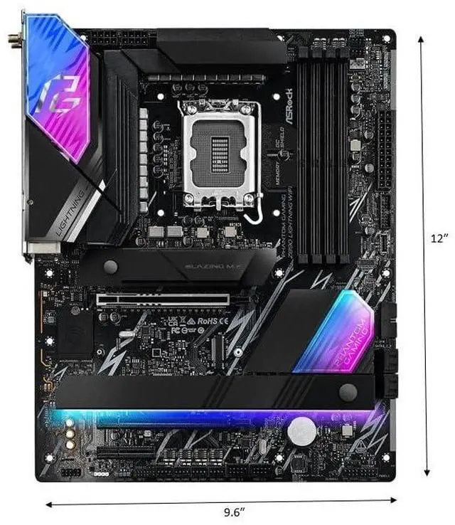 Alt view image 2 of 5 - ASRock Intel Core Ultra Z890 Lightning WiFi 7 Phantom Gaming 9066 MHz DDR5 256 GB ATX Motherboard M.2 LGA1851RL-ILM