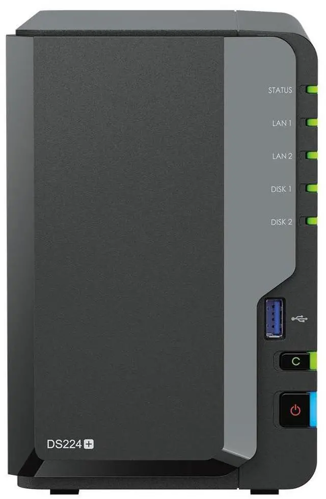 Main image of Synology DS224+ 2-Bay Diskstation NAS (Intel Celeron J4125 4-Core 2.0 GHz 2GB DDR4 RAM 2xRJ-45 1GbE LAN-Port) 12TB Bundle with 2X 6TB WD Red Plus