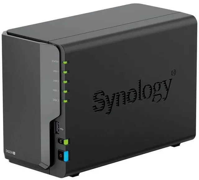 Alt view image 3 of 4 - Synology DS224+ 2-Bay Diskstation NAS (Intel Celeron J4125 4-Core 2.0 GHz 2GB DDR4 RAM 2xRJ-45 1GbE LAN-Port) 12TB Bundle with 2X 6TB WD Red Plus