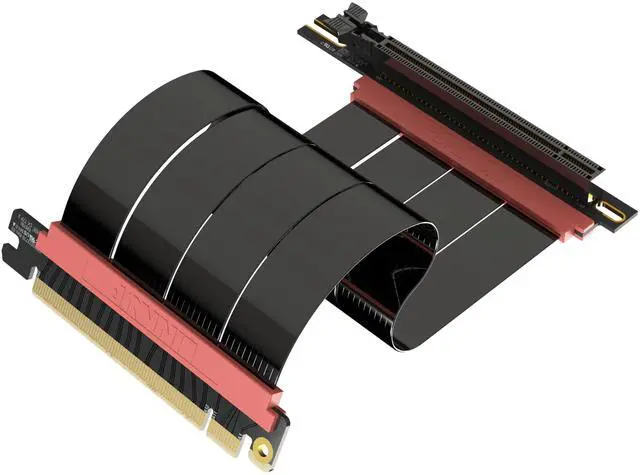 Main image of LINKUP - AVA5 PCIE 5.0 Riser Cable | RTX5090 RX9070 GPU Ready | x16 128GB/s Speed | Compatible with PCIe 4.0 & WRX80/WRX90E | Right Angle, Black, 20cm