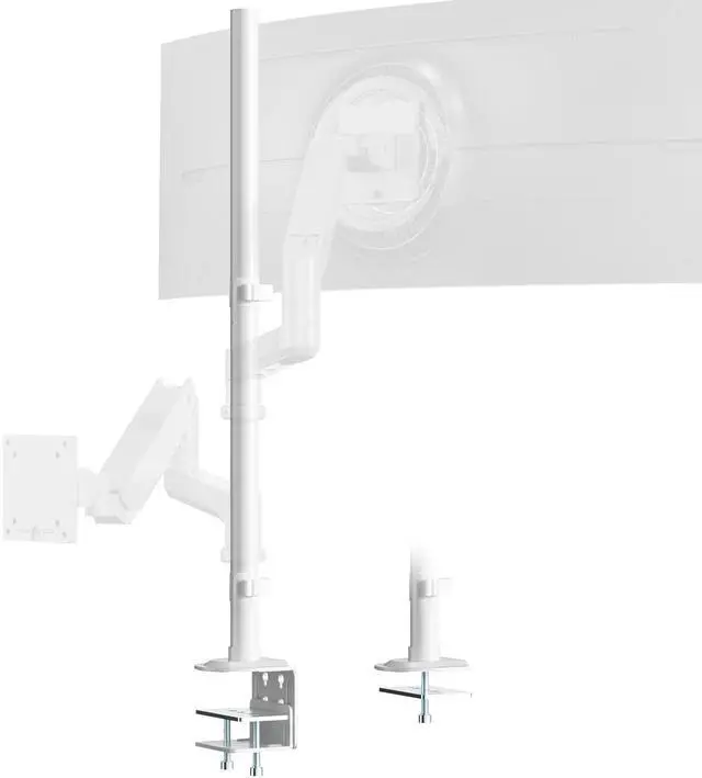 Main image of Steel Extra Tall 32 Inch 2-Section Monitor Stand Pole - with Mounting Base, Heavy Duty Center Pole (Supports Up to Max. 88 lbs), 2 Mounting Options, White