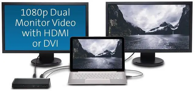 Alt view image 2 of 5 - Kensington Universal USB3.0 Mountable Dual Display Docking Station for Windows, Mac, and Surface (Dual Video HDMI & DVI / VGA, 6 USB Ports, Gigabit Ethernet, Audio)
