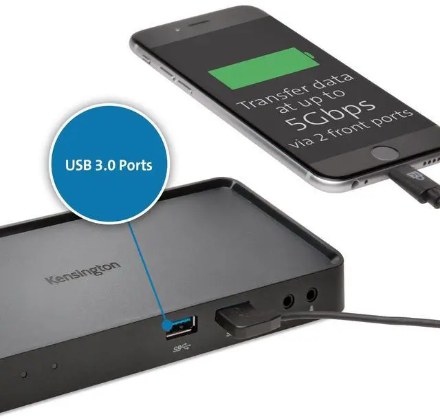 Alt view image 3 of 5 - Kensington Universal USB3.0 Mountable Dual Display Docking Station for Windows, Mac, and Surface (Dual Video HDMI & DVI / VGA, 6 USB Ports, Gigabit Ethernet, Audio)