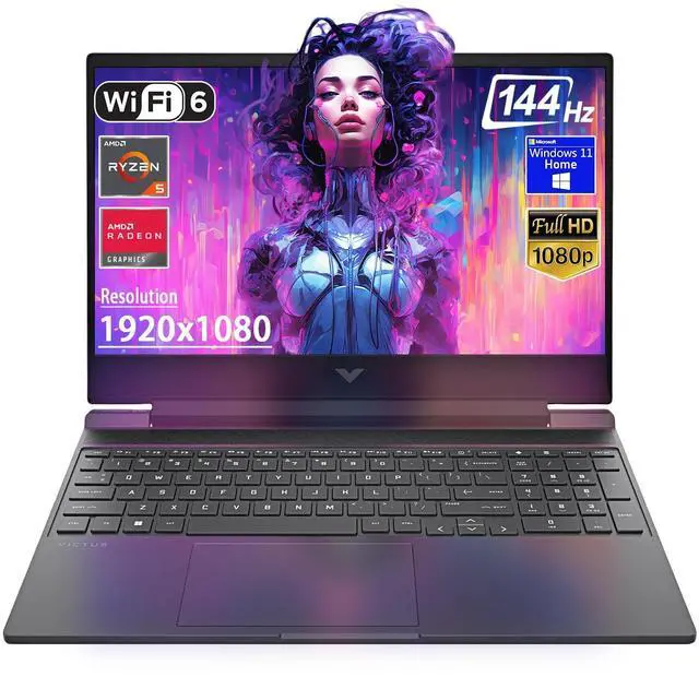 Main image of HP Victus 15.6" FHD 144Hz Gaming Laptop, AMD Ryzen 5-7535HS, AMD Radeon RX 6550M (Beats RTX 2050), Backlit Keyboard, Windows 11 Home, w/Cloth (64GB RAM |1TB PCIe SSD)