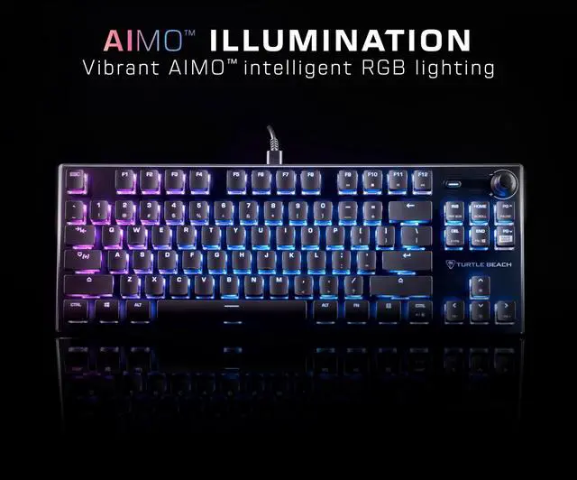 Alt view image 2 of 5 - Turtle Beach Vulcan TKL Tenkeyless Linear Mechanical Titan Switch PC Gaming Keyboard with Per-Key AIMO RGB Lighting, Anodized Aluminum Top Plate and Detachable USB-C Cable - Black