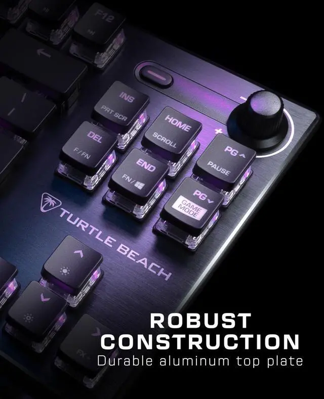 Alt view image 4 of 5 - Turtle Beach Vulcan TKL Tenkeyless Linear Mechanical Titan Switch PC Gaming Keyboard with Per-Key AIMO RGB Lighting, Anodized Aluminum Top Plate and Detachable USB-C Cable - Black