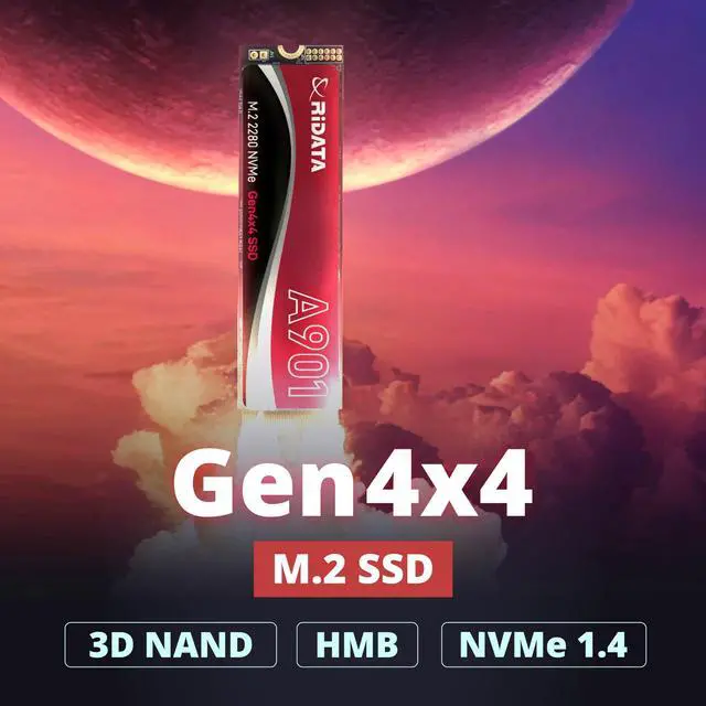 Alt view image 2 of 5 - Ridata A901 2TB SLC Cache NVMe 1.4 PCIe Gen 4x4 M.2 2280 SSD Internal Solid State Drive 3D NAND R/W Speed Upto 7400/6400 MB/s HMB 3D Cooling Technology Compatible with PS5 Storage for Gaming Upgrades