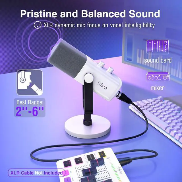 Alt view image 2 of 5 - FIFINE PC Gaming Microphone Bundle with XLR Cable, Computer USB RGB Mic for Streaming,Microphone Audio Cable Set,XLR Male to Female Cord,Compatible with XLR Microphone for Recording Podcast(AM8W+L9)
