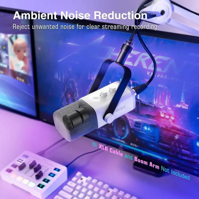 Alt view image 3 of 5 - FIFINE PC Gaming Microphone Bundle with XLR Cable, Computer USB RGB Mic for Streaming,Microphone Audio Cable Set,XLR Male to Female Cord,Compatible with XLR Microphone for Recording Podcast(AM8W+L9)