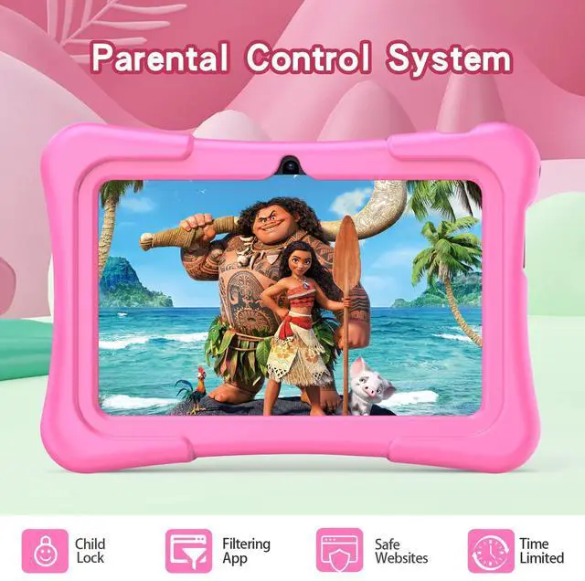 Alt view image 4 of 5 - PRITOM 7 inch Tablet for Kids with Solid Case, Kids Tablets 32GB with Parental Control, Pre-Installed APPs Free Games, Learning Educational Toddler Tablet WiFi, Bluetooth, Camera, Pink