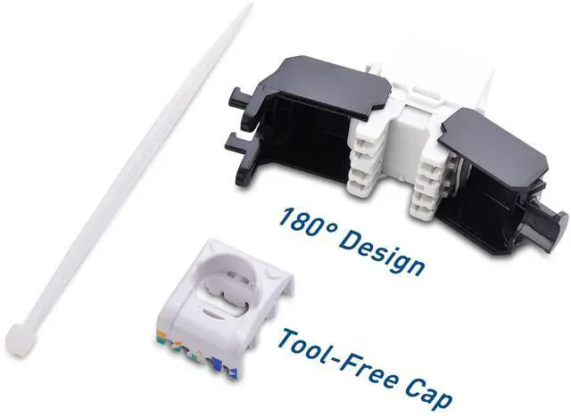 Alt view image 3 of 4 - Cable Matters UL Listed 25-Pack 180 Degree RJ45 Keystone Jack, Tool Free Keystone Jack