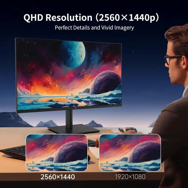 Alt view image 2 of 5 - KTC 27 Inch QHD(2560 * 1440) 100Hz Computer Monitor - IPS Panel, Anti-Blue Light Screen, 100% High Color Gamut, 123% sRGB, Support FreeSync and GSync, PC Monitor for Casual Gaming and Working