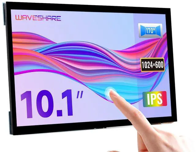 Main image of waveshare 10.1inch Capacitive Touch Screen LCD Compatible with Raspberry Pi 5/4B/3B+/3A+/2B/B+/A+/Zero/Zero W/WH/Zero 2W CM3+/4 1024x600, HDMI IPS 10-Points Touch Supports Windows/Jetson Nano