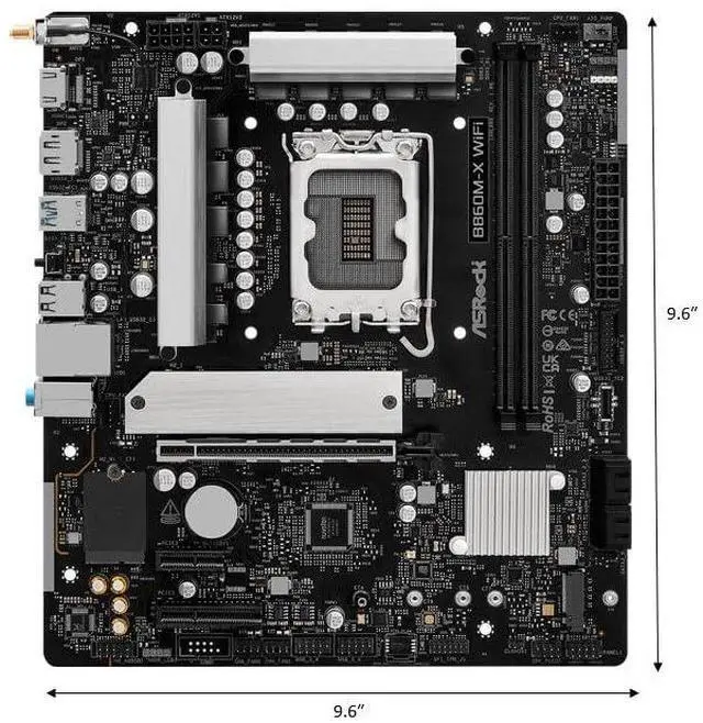 Alt view image 5 of 5 - ASRock B860M X WiFi 6E DDR5 up to 9066+ (OC) MHz 128GB M.2 B860 LGA1851 Micro ATX Motherboard Intel Core Ultra(Series 2) BIOS Flashback SATA3 6.0 Gb/s PCIe 4.0 x16 Realtek 2.5G LAN 7 x USB 3.2