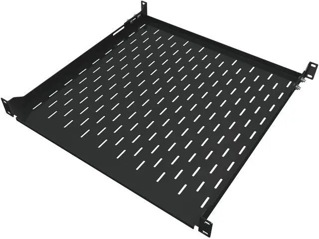 Main image of 1U Server Rack Shelf - 19" Rackmount Tray - 17.7" (450mm) Deep 4-Post Fixed Mount for Computer Network/AV/IT Equipment Cabinet Enclosure - Vented for Maximum Airflow (Black) - Tupavco TP1711