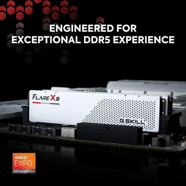 Alt view image 2 of 5 - G.SKILL Flare X5 Series (AMD Expo) DDR5 RAM 64GB (2X 32GB) 6000MT/s CL28-36-36-96 1.40V Desktop Computer Memory U-DIMM - Matte White (F5-6000J2836G32GX2-FX5W)