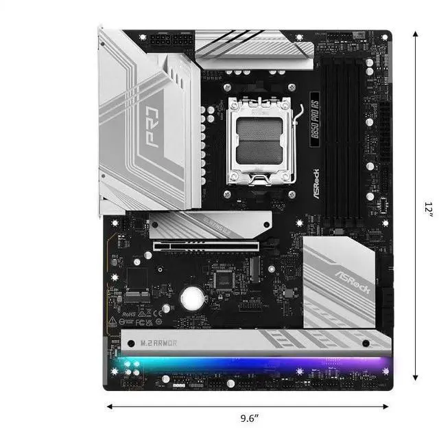 Alt view image 2 of 5 - ASRock AMD AM5 B850 Pro RS Motherboard, AMD Ryzen 9000/8000/7000 Series, 4X DDR5 Slots up to 8000MHz, 24-Pin Power Connection, ATX, 21x USB Ports, PCIe 5.0