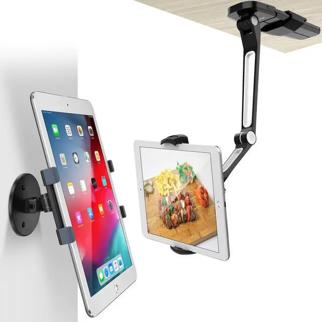 Main image of AboveTEK iPad Wall Mount, 3 in 1 Highflex 360deg Under Cabinet iPad Mount for Kitchen Bundle with iPad Wall Mount, Swivel 360deg Rotating Tablet Holder Two Brackets to Fit 6-13" Tablets
