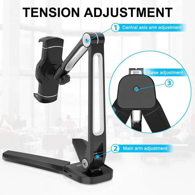 Alt view image 5 of 5 - AboveTEK iPad Wall Mount, 3 in 1 Highflex 360deg Under Cabinet iPad Mount for Kitchen Bundle with iPad Wall Mount, Swivel 360deg Rotating Tablet Holder Two Brackets to Fit 6-13" Tablets
