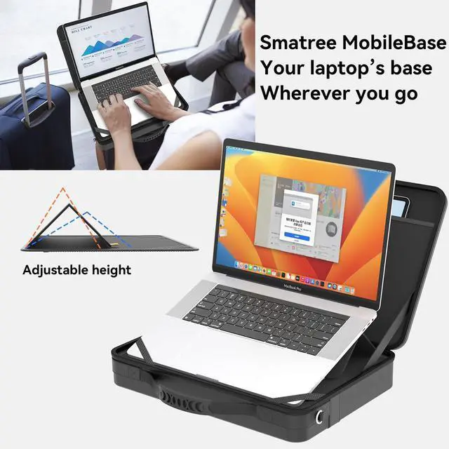 Alt view image 3 of 5 - Smatree MobileBase Laptop Shoulder Sleeve for 15.3 inch Macbook Air M4 2025/M3 2024/M2 A3114, for 16 inch Macbook Pro M4 2024/M3/M2 2023 A2991 A2780 A2485, Hard Laptop Carrying Case with Stand (A485S)