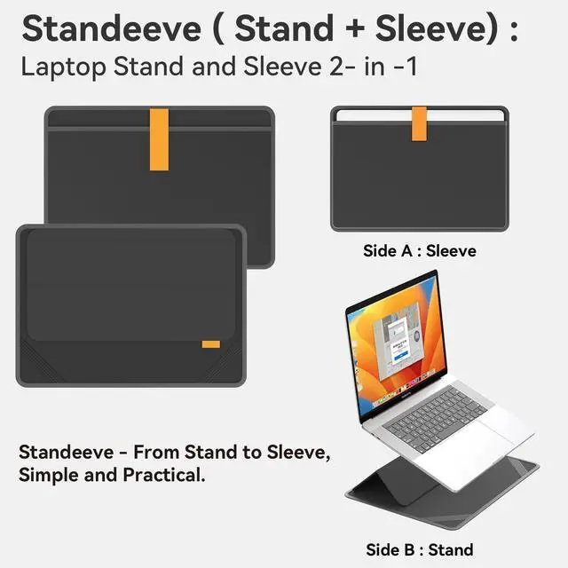 Alt view image 2 of 5 - Smatree MobileBase Laptop Shoulder Sleeve for 15.3 inch Macbook Air M4 2025/M3 2024/M2 A3114, for 16 inch Macbook Pro M4 2024/M3/M2 2023 A2991 A2780 A2485, Hard Laptop Carrying Case with Stand (A485S)