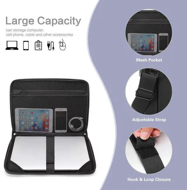 Alt view image 3 of 5 - MOSISO 15.6 inch Hard Shell Laptop Case for Men Women with Front Pocket & Abstract Geometric Hard Shell Laptop Case Sleeve, Black