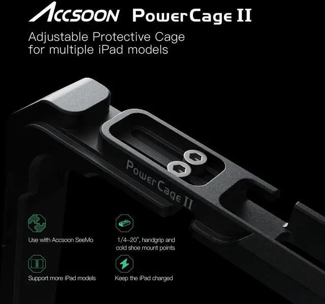 Alt view image 4 of 5 - Accsoon PowerCage Pro II Case for iPad Pro 12.9inch- iPad Pro 3rd Gen 2018, 4th Gen 2020, 5th Gen 2021, 6th Gen 2022 with NP-F Battery Plate Adapter, Protective Case, Use with SeeMo/SeeMo Pro/Nano