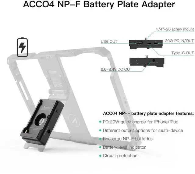 Alt view image 5 of 5 - Accsoon PowerCage Pro II Case for iPad Pro 12.9inch- iPad Pro 3rd Gen 2018, 4th Gen 2020, 5th Gen 2021, 6th Gen 2022 with NP-F Battery Plate Adapter, Protective Case, Use with SeeMo/SeeMo Pro/Nano