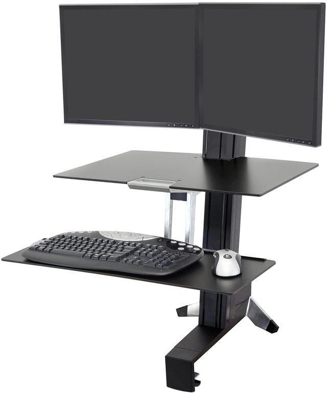 Main image of Ergotron - WorkFit-S Dual Monitor Standing Desk Converter, Sit Stand Workstation for Tabletops - with Worksurface, Black