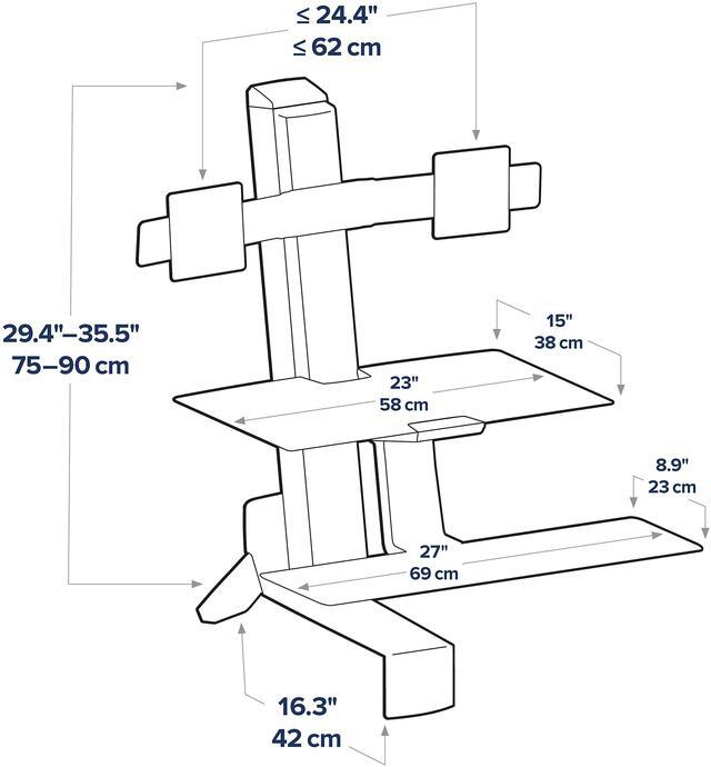 Alt view image 2 of 5 - Ergotron - WorkFit-S Dual Monitor Standing Desk Converter, Sit Stand Workstation for Tabletops - with Worksurface, Black