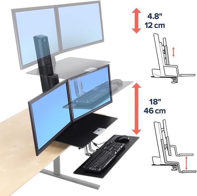Alt view image 5 of 5 - Ergotron - WorkFit-S Dual Monitor Standing Desk Converter, Sit Stand Workstation for Tabletops - with Worksurface, Black