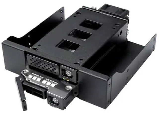 Main image of Kingwin 5.25" Bay Backplane Mobile Rack Enclosure for 2 x 2.5 U.2/U.3 NVMe SSDs, SlimSAS Connectivity, Hot-Swap Tray, Tool-Free Installation, Durable Metal Build, High-Speed Storage Solution