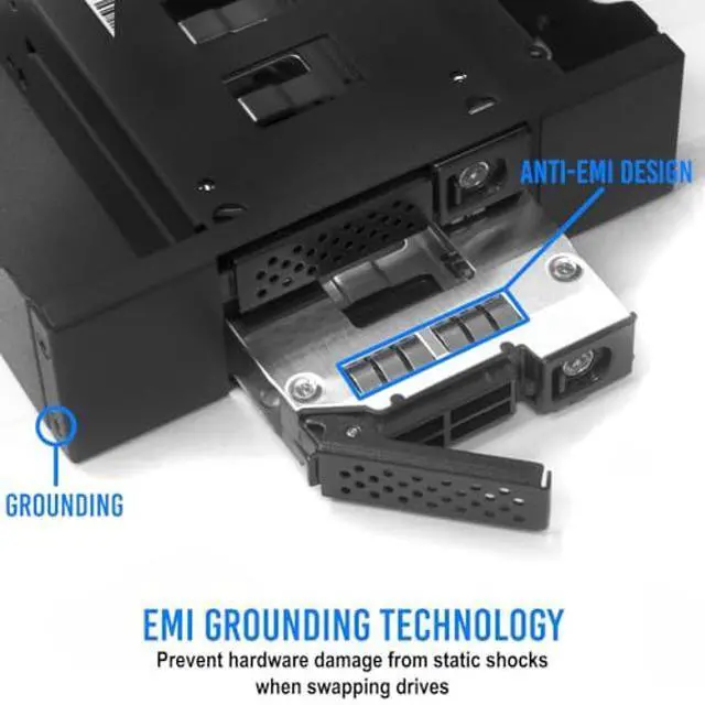 Alt view image 2 of 5 - Kingwin 5.25" Bay Backplane Mobile Rack Enclosure for 2 x 2.5 U.2/U.3 NVMe SSDs, SlimSAS Connectivity, Hot-Swap Tray, Tool-Free Installation, Durable Metal Build, High-Speed Storage Solution