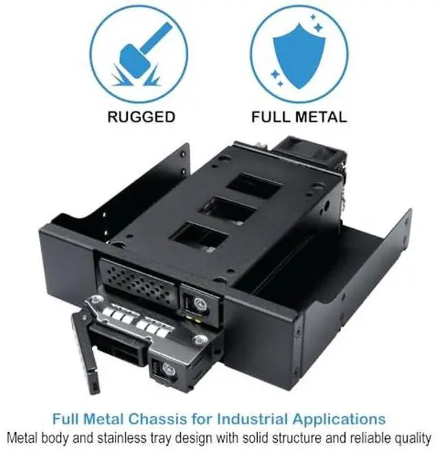 Alt view image 5 of 5 - Kingwin 5.25" Bay Backplane Mobile Rack Enclosure for 2 x 2.5 U.2/U.3 NVMe SSDs, SlimSAS Connectivity, Hot-Swap Tray, Tool-Free Installation, Durable Metal Build, High-Speed Storage Solution