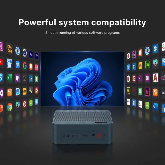 Alt view image 5 of 5 - BOSGAME Mini PC P2, Intel i7 12700H(14C/20T, up to 4.7GHz) Mini Computers 32GB Duan Channel DDR4 512GB m.2 NVMe SSD, Dual LAN Ports, Triple Display, WiFi 6E, Bluetooth 5.2