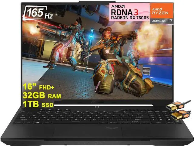 Main image of Asus TUF Gaming A16 Laptop 16" FHD+ 165Hz 7ms 100% sRGB AMD Octa-core Ryzen 7 7735HS 32GB RAM 1TB SSD Radeon RX 7600S 8GB Graphics (>RTX 4060) Backlit USB-C USB4 Fast Charging Win11 +HDMI Cable