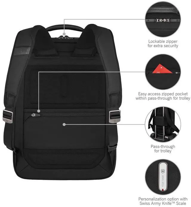 Alt view image 5 of 5 - Victorinox Mythic, Compact Backpack, Backpack with 14'' Laptop and 11'' Tablet Compartment - Black