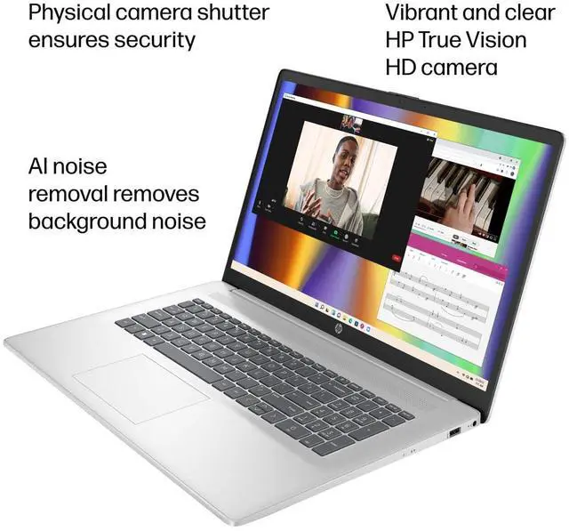 Alt view image 2 of 5 - HP 17 Laptop (17.3" FHD Anti-Glare, AMD Ryzen 5 7430U, 64GB RAM, 1TB SSD, 6-Core (> i7-1165G7)), for Business, Enterprise, Students, Long Battery Life, Webcam, Fast Charge, Win 11 Pro w/AI Copilot