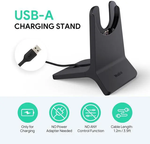 Alt view image 3 of 5 - Yealink BH70 Dual UC Wireless Headset with Charging Stand, UC Compatible Bluetooth Headphone with Mic for Work, up to 35h Talk Time, 147g All-Day Comfort Perfect for Open Office Hybrid Work, USB-A